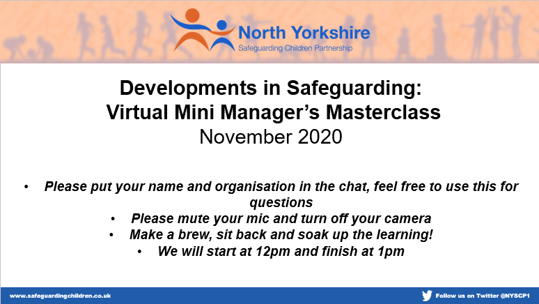 Development in Safeguarding Manager's Masterclass Nov 2020