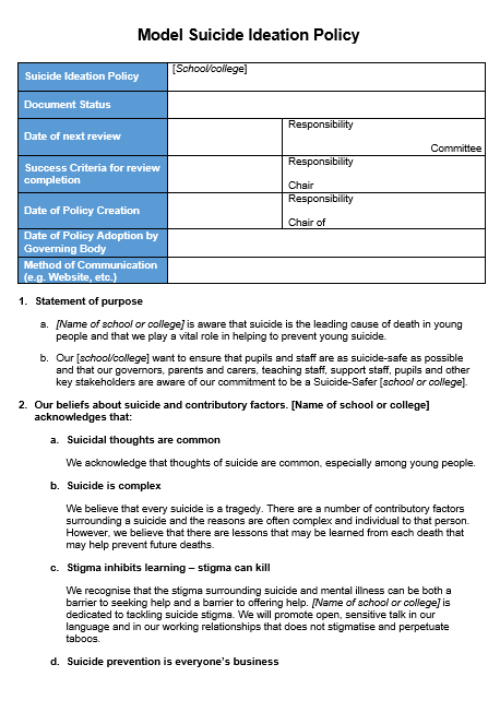 Download the model Suicide Ideation Policy